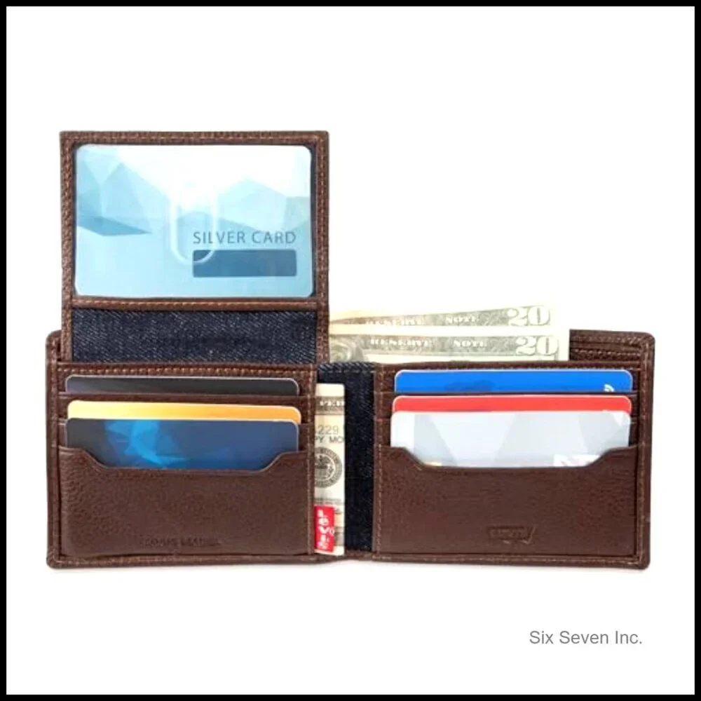 Genuine Leather Passcase Wallet RFID Blocking Classic Bifold Distressed Finish